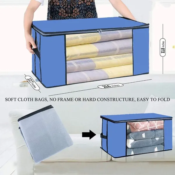 Blue_Non_Woven_Premium_Transparent_Window_Blanket_Storage_Bag_Garment_Cover_For_Home