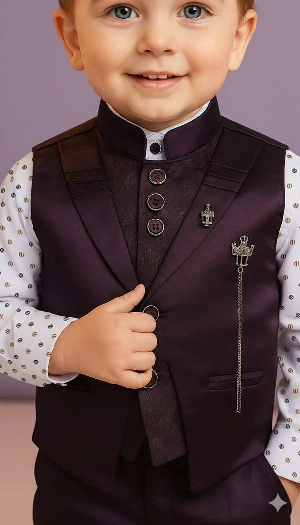 Maroon_Cotton_Blend_Printed_Shirt_&_Waistcoat_And_Pant_Set_For_Baby_Boys