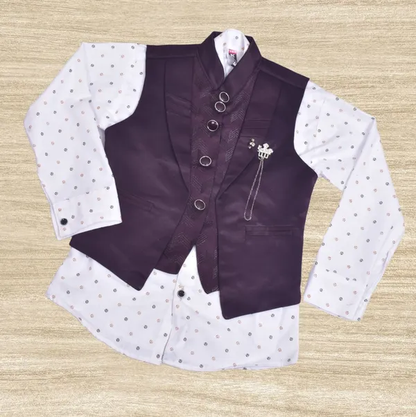 Maroon_Cotton_Blend_Printed_Shirt_&_Waistcoat_And_Pant_Set_For_Baby_Boys