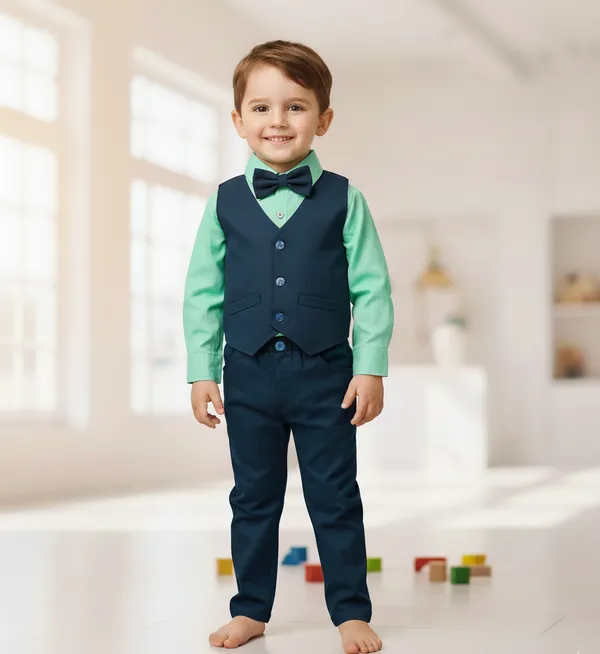 Dark_Green_Cotton_Blend_Solid_Shirt_For_Baby_Boys