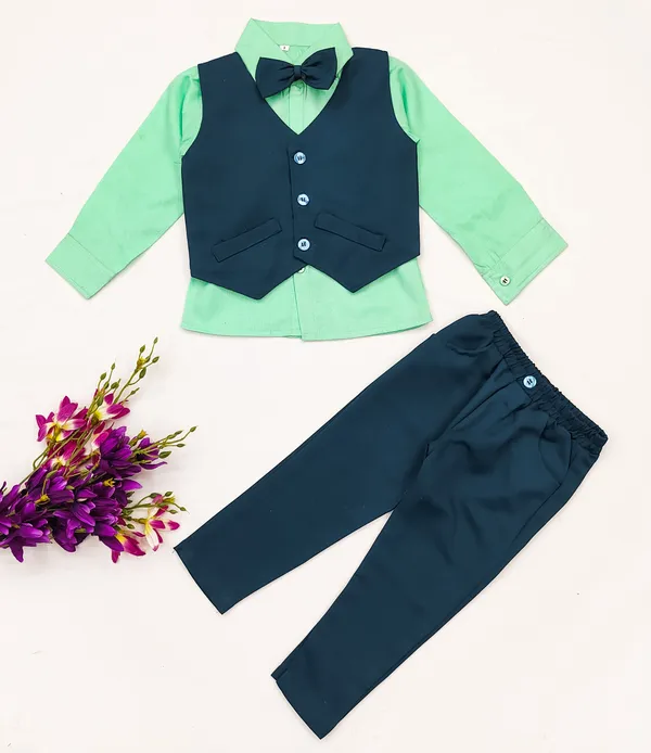 Dark_Green_Cotton_Blend_Solid_Shirt_For_Baby_Boys