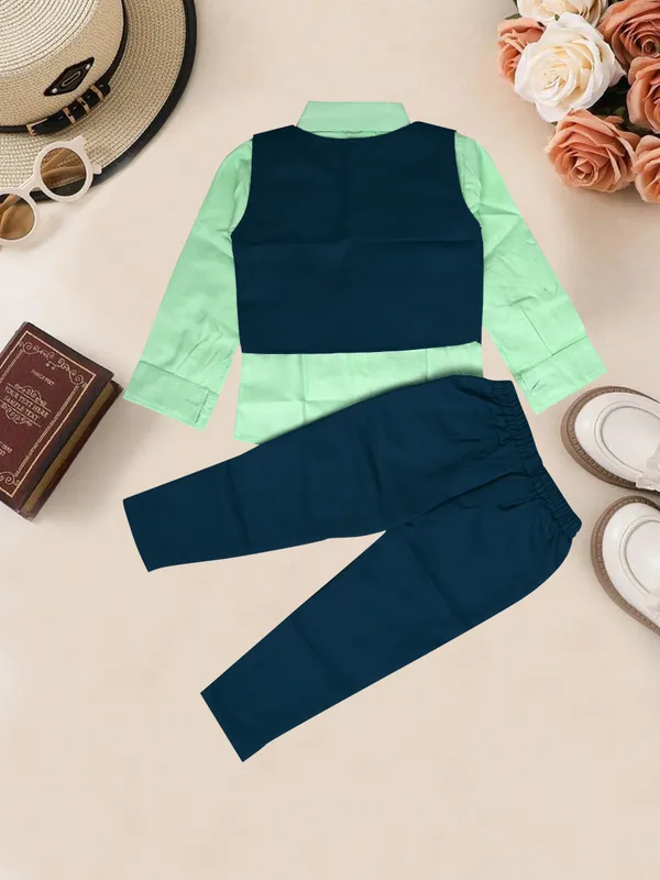 Dark_Green_Cotton_Blend_Solid_Shirt_For_Baby_Boys