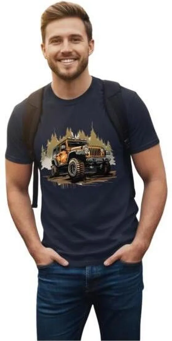Dark_Blue_Pure_Cotton_Self_Design_Round_Neck_Tshirt_For_Men