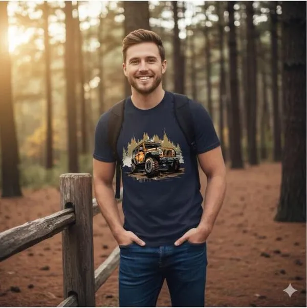 Dark_Blue_Pure_Cotton_Self_Design_Round_Neck_Tshirt_For_Men