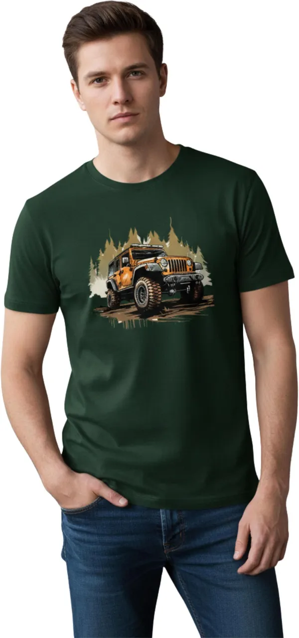 Green_Pure_Cotton_Self_Design_Round_Neck_Tshirt_For_Men