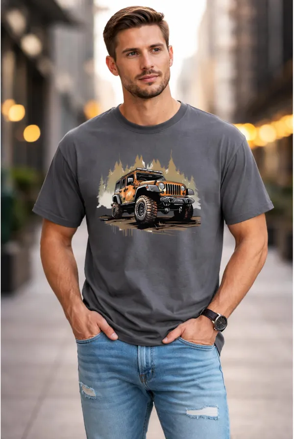 Grey_Pure_Cotton_Self_Design_Round_Neck_Tshirt_For_Men