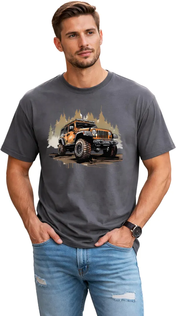 Grey_Pure_Cotton_Self_Design_Round_Neck_Tshirt_For_Men