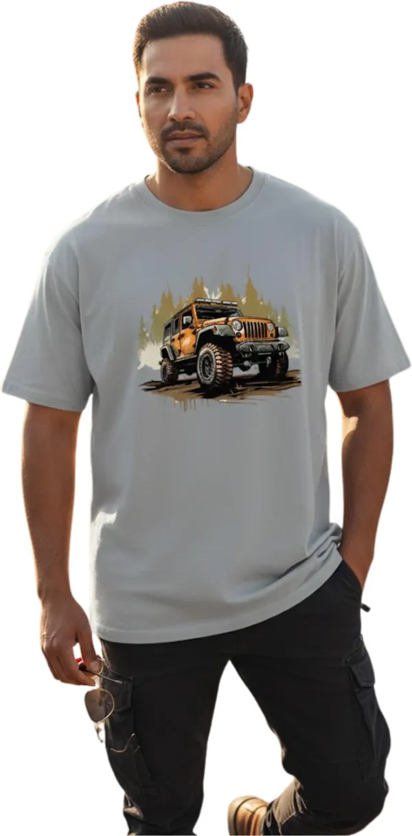 Grey_Pure_Cotton_Self_Design_Round_Neck_Tshirt_For_Men