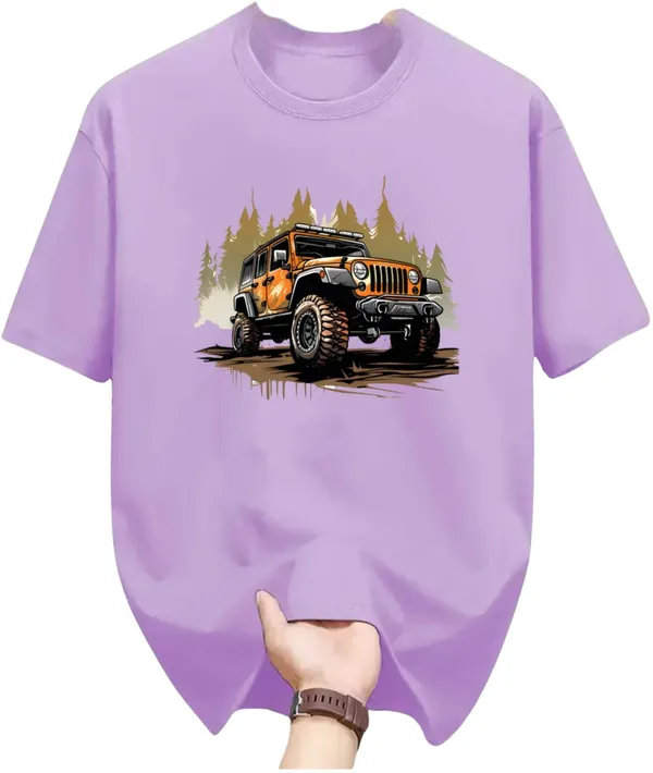 Purple_Pure_Cotton_Self_Design_Round_Neck_Tshirt_For_Men