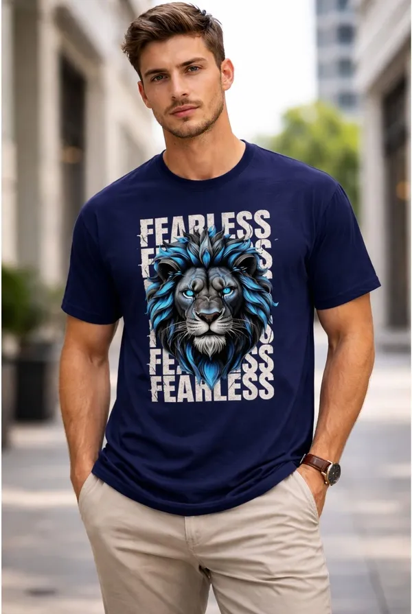 Dark_Blue_Pure_Cotton_Self_Design_Round_Neck_Tshirt_For_Men