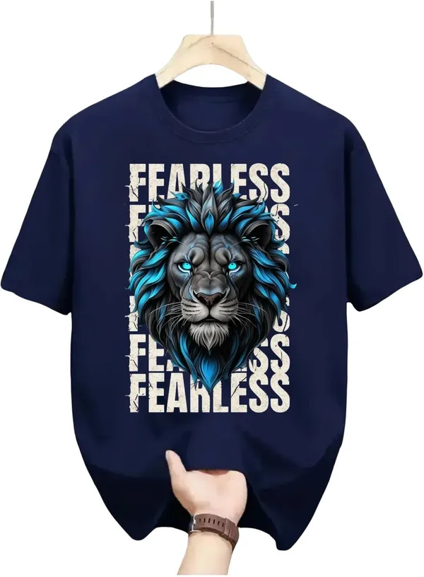 Dark_Blue_Pure_Cotton_Self_Design_Round_Neck_Tshirt_For_Men