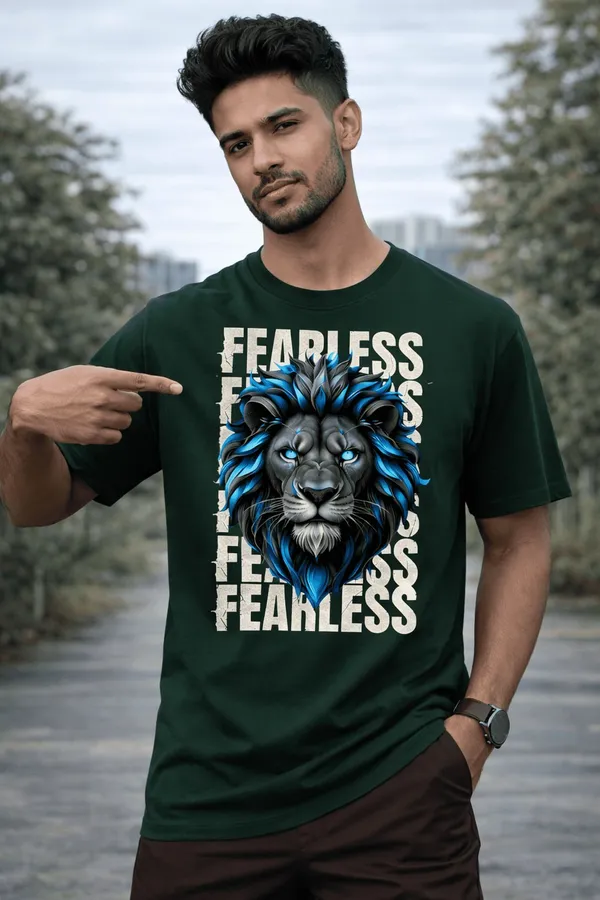 Green_Pure_Cotton_Self_Design_Round_Neck_Tshirt_For_Men