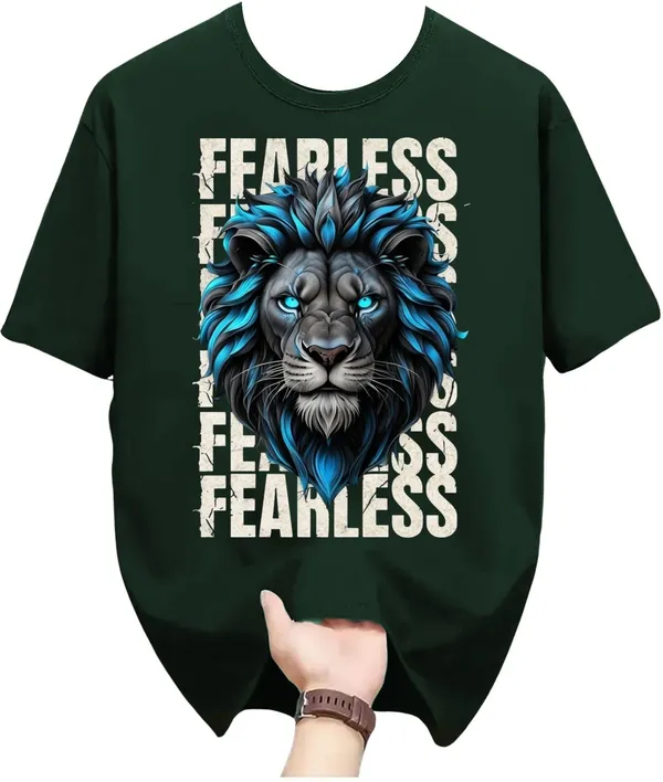 Green_Pure_Cotton_Self_Design_Round_Neck_Tshirt_For_Men