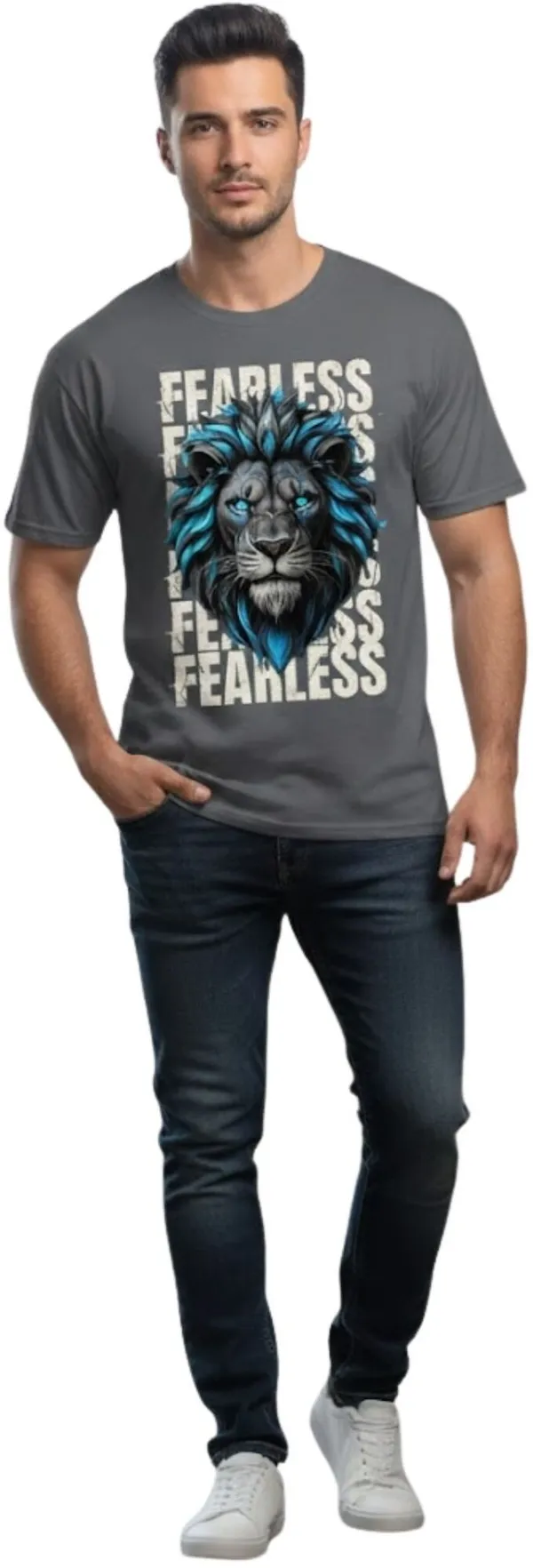Grey_Pure_Cotton_Self_Design_Round_Neck_Tshirt_For_Men