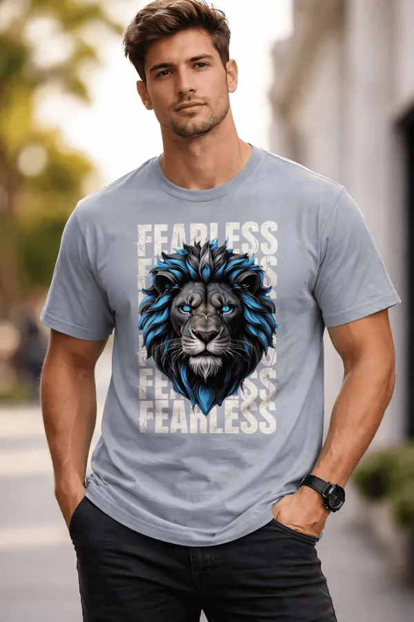 Grey_Pure_Cotton_Self_Design_Round_Neck_Tshirt_For_Men