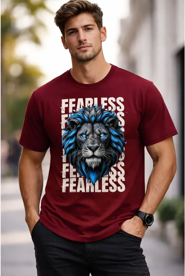 Maroon_Pure_Cotton_Self_Design_Round_Neck_Tshirt_For_Men