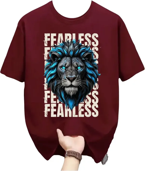 Maroon_Pure_Cotton_Self_Design_Round_Neck_Tshirt_For_Men