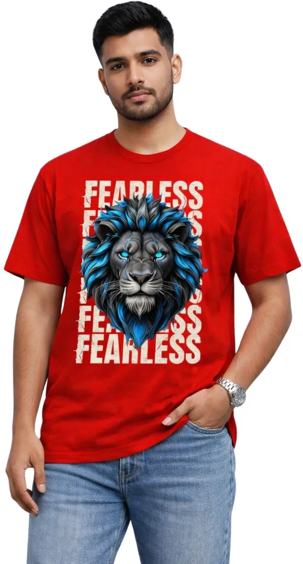 Red_Pure_Cotton_Self_Design_Round_Neck_Tshirt_For_Men