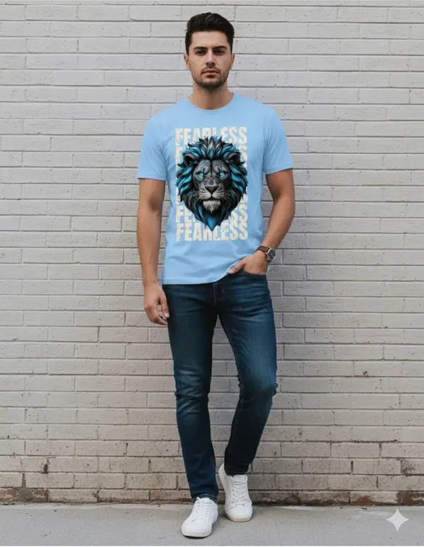 Light_Blue_Pure_Cotton_Self_Design_Round_Neck_Tshirt_For_Men
