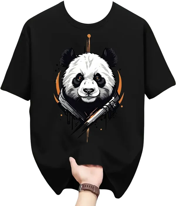 Black_Pure_Cotton_Self_Design_Round_Neck_Tshirt_For_Men