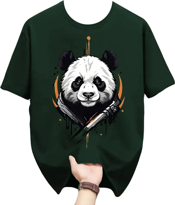 Green_Pure_Cotton_Self_Design_Round_Neck_Tshirt_For_Men