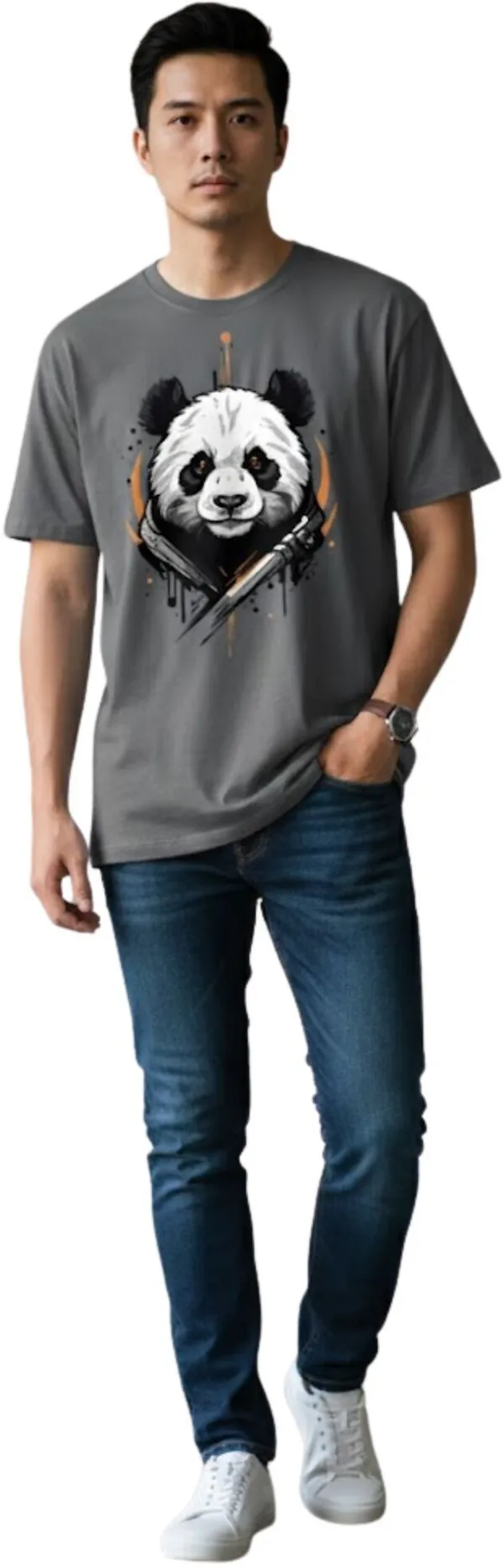 Grey_Pure_Cotton_Self_Design_Round_Neck_Tshirt_For_Men