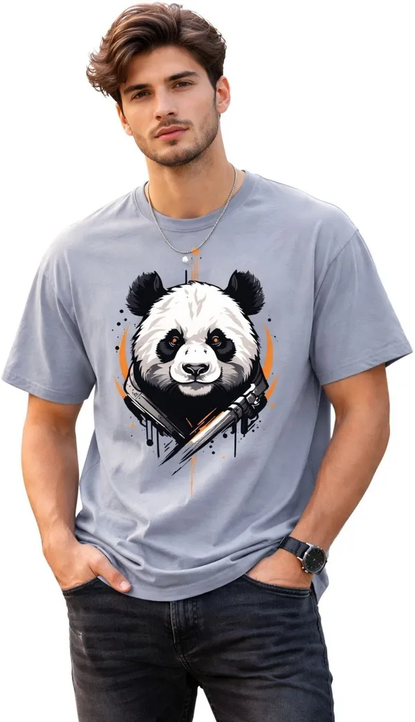 Grey_Pure_Cotton_Self_Design_Round_Neck_Tshirt_For_Men