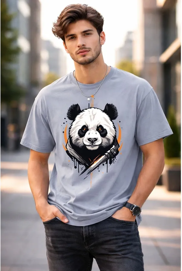 Grey_Pure_Cotton_Self_Design_Round_Neck_Tshirt_For_Men