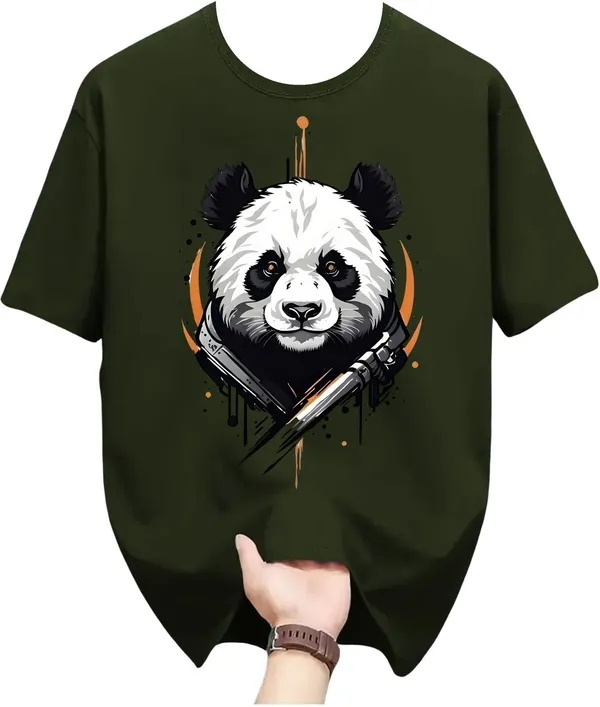 Dark_Green_Pure_Cotton_Self_Design_Round_Neck_Tshirt_For_Men