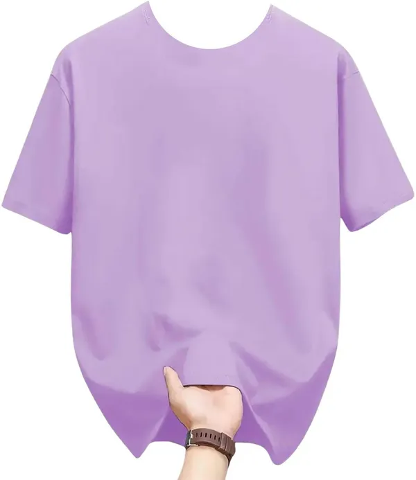 Purple_Pure_Cotton_Self_Design_Round_Neck_Tshirt_For_Men