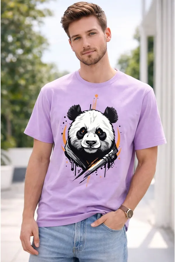 Purple_Pure_Cotton_Self_Design_Round_Neck_Tshirt_For_Men