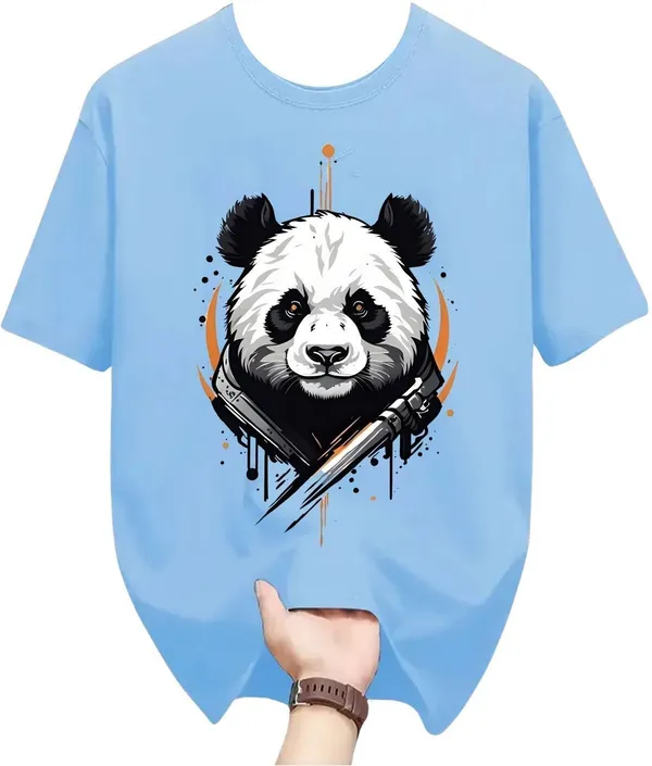 Light_Blue_Pure_Cotton_Self_Design_Round_Neck_Tshirt_For_Men