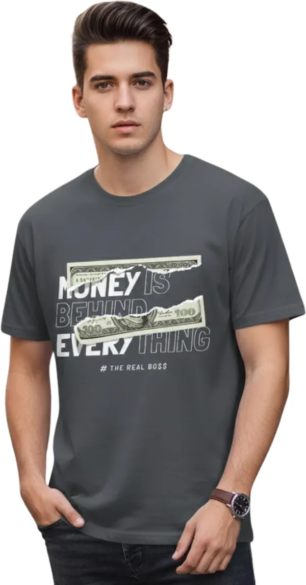 Grey_Pure_Cotton_Self_Design_Round_Neck_Tshirt_For_Men