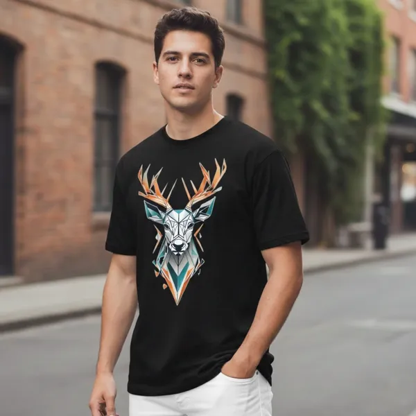 Black_Pure_Cotton_Self_Design_Round_Neck_Tshirt_For_Men