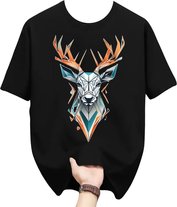 Black_Pure_Cotton_Self_Design_Round_Neck_Tshirt_For_Men