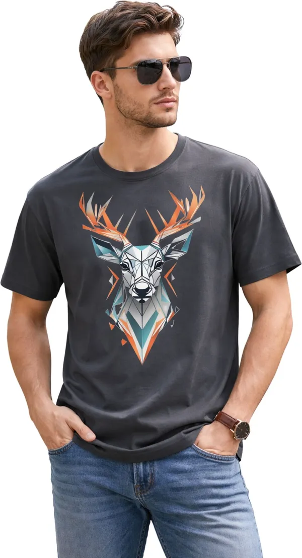 Grey_Pure_Cotton_Self_Design_Round_Neck_Tshirt_For_Men