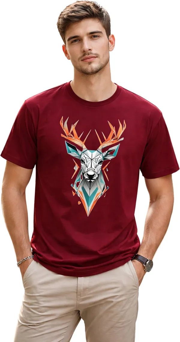 Maroon_Pure_Cotton_Self_Design_Round_Neck_Tshirt_For_Men