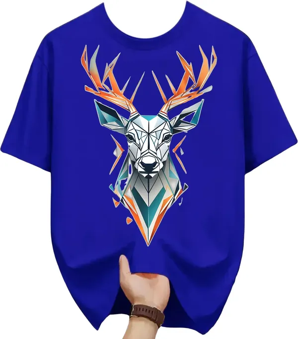 Dark_Blue_Pure_Cotton_Self_Design_Round_Neck_Tshirt_For_Men