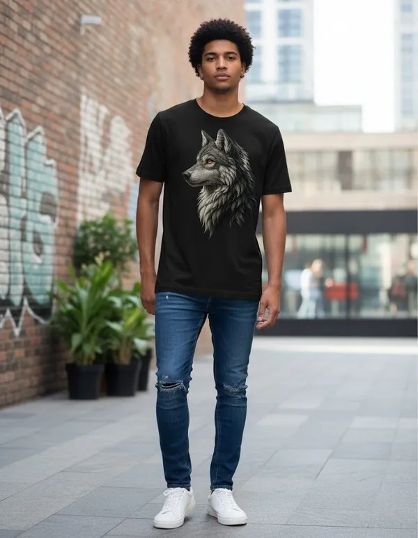 Black_Pure_Cotton_Self_Design_Round_Neck_Tshirt_For_Men
