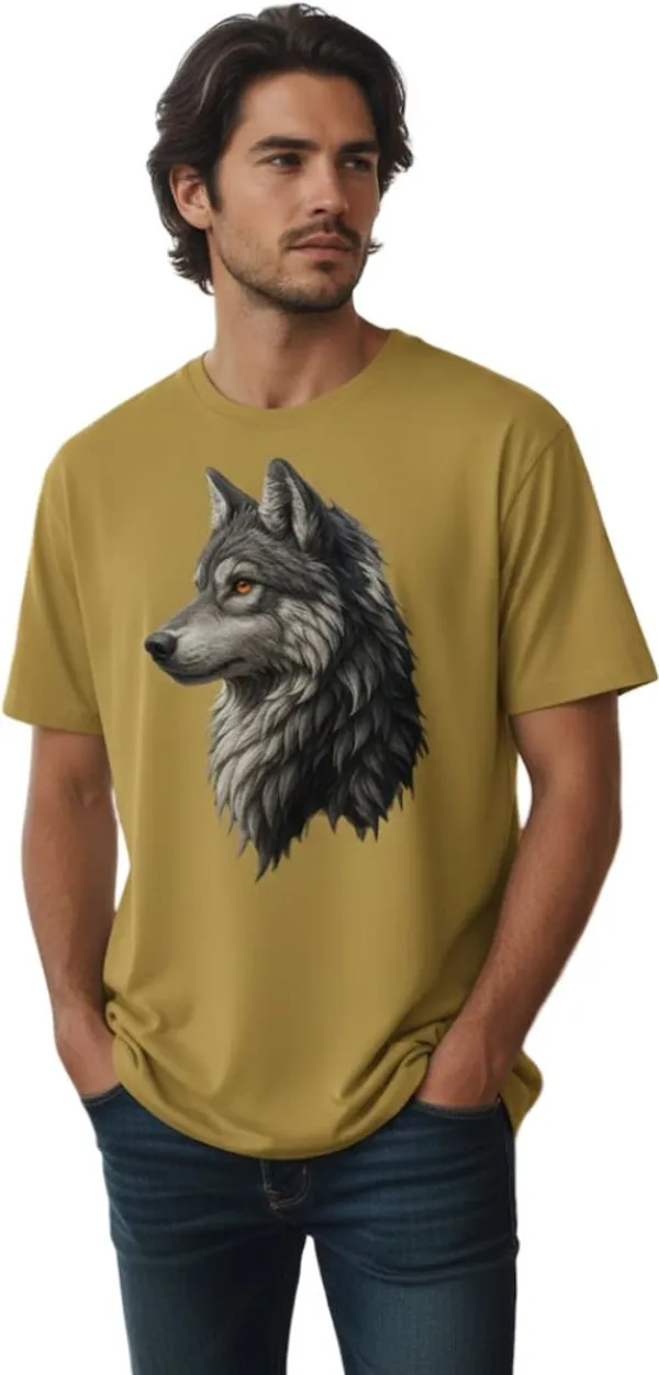 Beige_Pure_Cotton_Self_Design_Round_Neck_Tshirt_For_Men