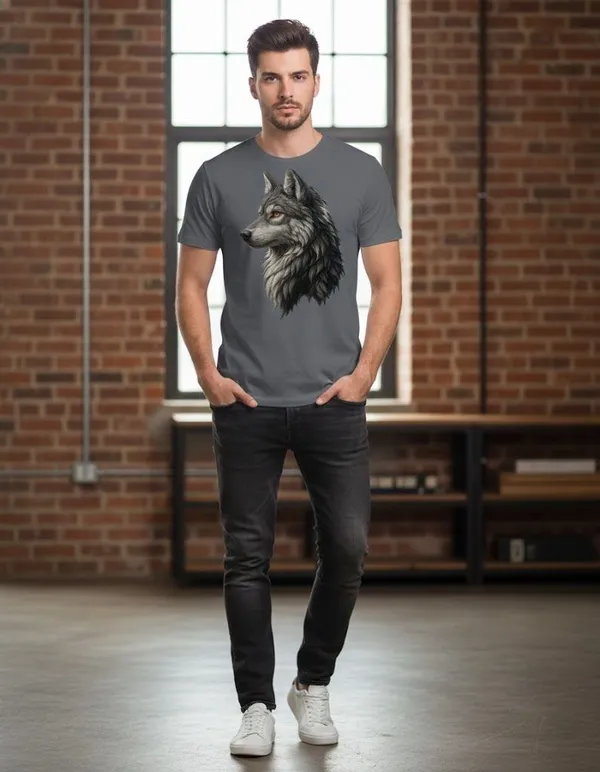 Grey_Pure_Cotton_Self_Design_Round_Neck_Tshirt_For_Men