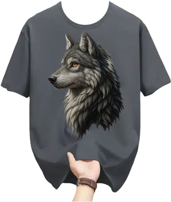 Grey_Pure_Cotton_Self_Design_Round_Neck_Tshirt_For_Men