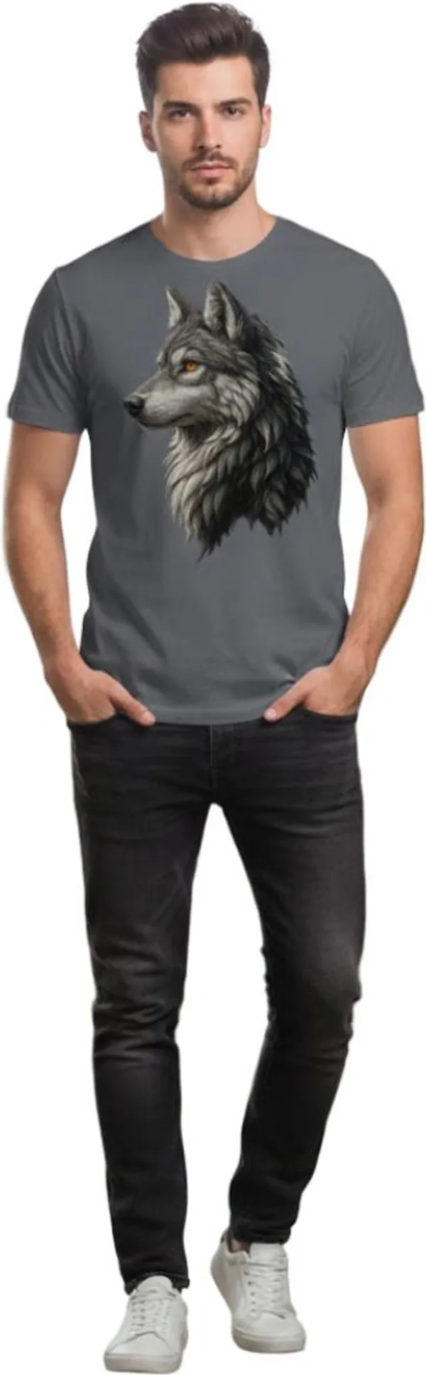 Grey_Pure_Cotton_Self_Design_Round_Neck_Tshirt_For_Men