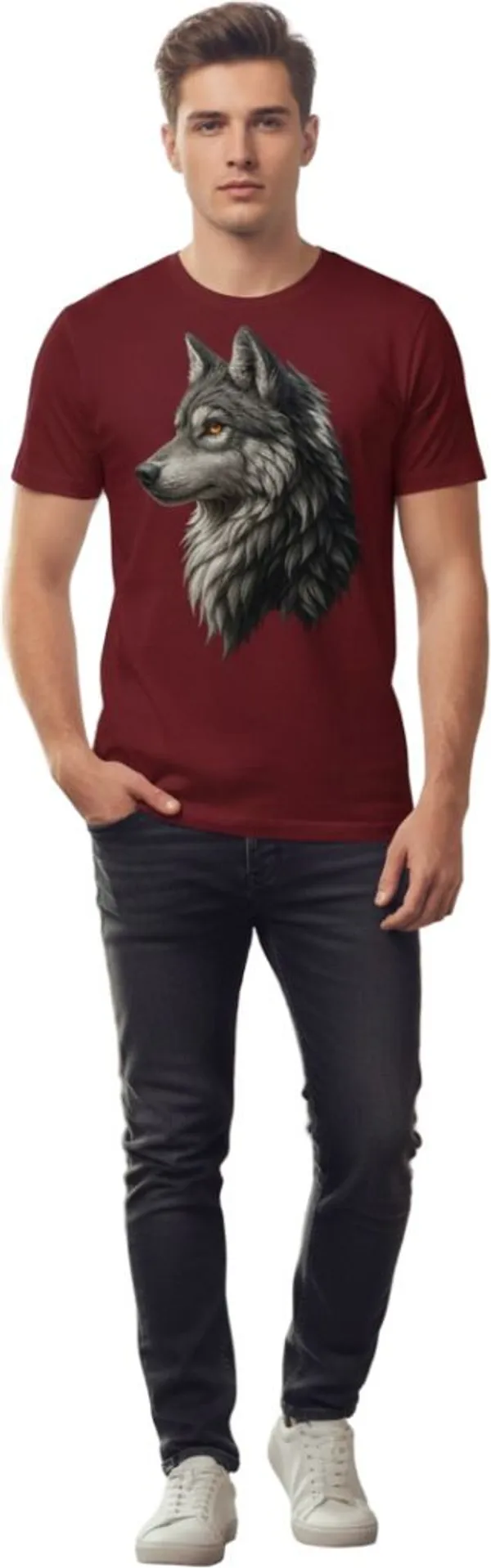 Maroon_Pure_Cotton_Self_Design_Round_Neck_Tshirt_For_Men