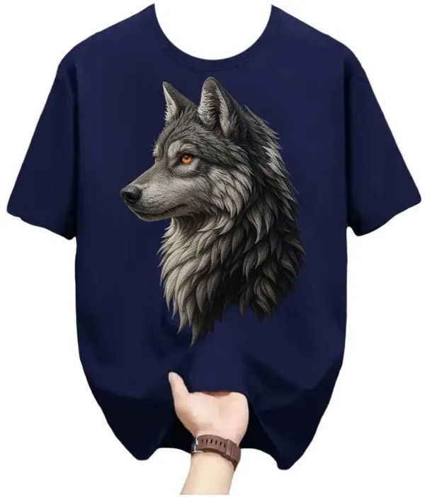 Dark_Blue_Pure_Cotton_Self_Design_Round_Neck_Tshirt_For_Men