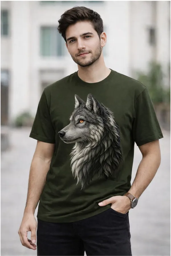 Dark_Green_Pure_Cotton_Self_Design_Round_Neck_Tshirt_For_Men