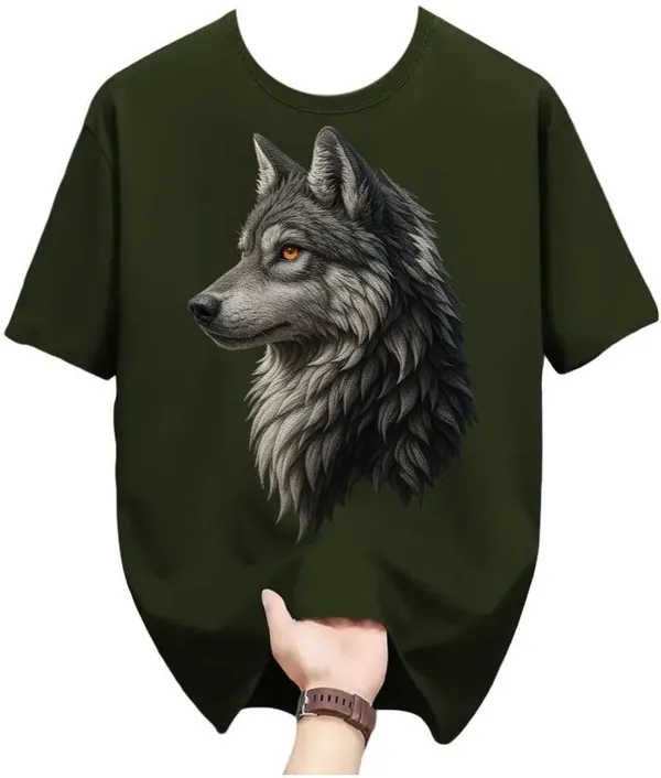 Dark_Green_Pure_Cotton_Self_Design_Round_Neck_Tshirt_For_Men