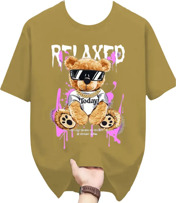 Beige_Pure_Cotton_Self_Design_Round_Neck_Tshirt_For_Men