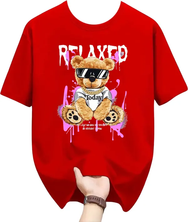 Red_Pure_Cotton_Self_Design_Round_Neck_Tshirt_For_Men