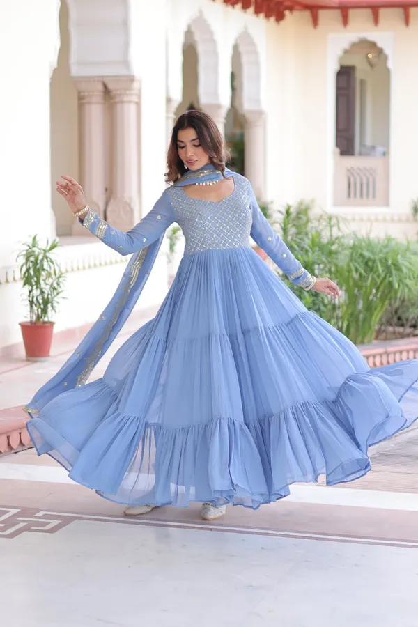 Sky_Blue_Premium_Linen_Gowns_For_Women
